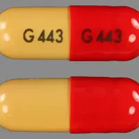 Dantrolene (Dantrolene (oral) [ dan-troe-leen ])-G443 G443-100 mg-Red & Yellow-Capsule-shape