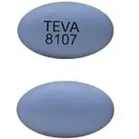 Famotidine and ibuprofen (Famotidine and ibuprofen [ fam-oh-ti-deen-and-eye-bue-proe-fen ])-TEVA 8107-800 mg / 26.6 mg-Blue-Oval