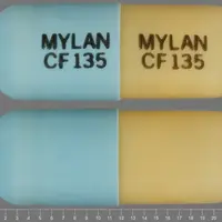 Fenofibric acid (Fenofibric acid [ fen-oh-fye-brik-as-id ])-MYLAN CF 135 MYLAN CF 135-135 mg-Blue & Yellow-Capsule-shape