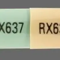 Ganciclovir sodium (monograph) (Cytovene)-RX637 RX637-500 mg-Green & Yellow-Capsule-shape