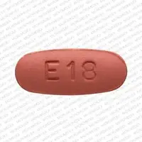 Moxifloxacin (systemic) (monograph) (Avelox)-E 18-400 mg-Red-Capsule-shape