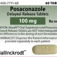 Posaconazole (monograph) (Noxafil)-M 100-100 mg-Yellow-Capsule-shape