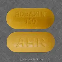 Robaxin-750 (Methocarbamol (oral/injection) [ meth-oh-kar-ba-mal ])-ROBAXIN 750 AHR-750 mg-Orange-Capsule-shape