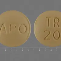 Trospium (Trospium [ tros-pee-um ])-APO TR 20-20 mg-Yellow-Round