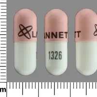 Ursodiol (Ursodiol [ ur-so-dy-all ])-Logo LANNETT 1326-300 mg-Pink & White-Capsule-shape