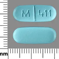 Verapamil (Verapamil (oral/injection) [ ver-ap-a-mil ])-M 411-240 mg-Blue-Capsule-shape