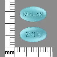 Verapamil (oral/injection) (Verapamil (oral/injection) [ ver-ap-a-mil ])-MYLAN 244-120 mg-Blue-Oval