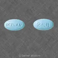 Verapamil (Verapamil (oral/injection) [ ver-ap-a-mil ])-MYLAN 244-120 mg-Blue-Oval