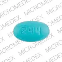 Verapamil (Verapamil (oral/injection) [ ver-ap-a-mil ])-MYLAN 244-120 mg-Blue-Oval