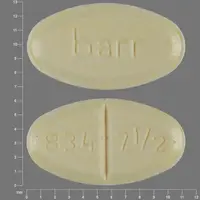 Warfarin (Warfarin (oral) [ war-far-in ])-barr 834 7 1/2-7.5 mg-Yellow-Oval