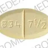 Warfarin (Warfarin (oral) [ war-far-in ])-barr 834 7 1/2-7.5 mg-Yellow-Oval