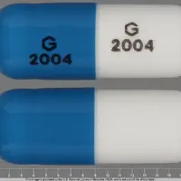 Ziprasidone (Ziprasidone (oral/injection) [ zi-pray-si-done ])-G 2004 G 2004-80 mg-Blue & White-Capsule-shape