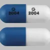 Ziprasidone (Ziprasidone (oral/injection) [ zi-pray-si-done ])-G 2004 G 2004-80 mg-Blue & White-Capsule-shape