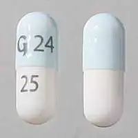 Zonisamide (Zonisamide [ zoe-nis-a-mide ])-G24 25-25 mg-Blue & White-Capsule-shape