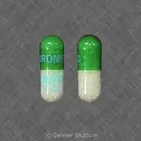 Brompheniramine and pseudoephedrine (Brompheniramine and pseudoephedrine [ brom-fen-eer-a-meen-and-soo-doe-ed-fed-rin ])-BROMFED MURO 12-20-12 mg / 120 mg-Green & White-Capsule-shape