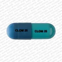 Clomipramine (Clomipramine [ kloe-mi-pra-meen ])-CLOM 25 CLOM 25-25 mg-Blue / Blue-Capsule-shape