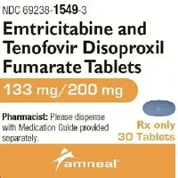 Descovy blister pack (Emtricitabine and tenofovir [ em-trye-sye-ta-been-and-ten-of-oh-vir- ])-AC52-133 mg / 200 mg-Blue-Capsule-shape