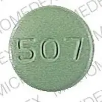 Hydrochlorothiazide and methyldopa (Hydrochlorothiazide and methyldopa [ hye-droe-klor-oh-thye-a-zide-and-meth-il-doe-pa ])-MYLAN 507-15 mg / 250 mg-Green-Round