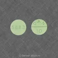 Methylphenidate (transdermal) (Methylphenidate (transdermal) [ meth-il-fen-ih-date ])-5883 DAN 10-10 mg-Green-Round