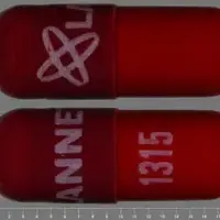 Rifampin (monograph) (Rifadin)-Logo LANNETT 1315-300 mg-Maroon / Red-Capsule-shape