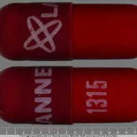 Rifampin (Rifampin (oral/injection) [ rif-am-pin ])-Logo LANNETT 1315-300 mg-Maroon / Red-Capsule-shape