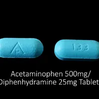 Acetaminophen and diphenhydramine (Acetaminophen and diphenhydramine [ a-seet-a-min-oh-fen-and-dye-fen-hye-dra-meen ])-AP 133-500 mg / 25 mg-Blue-Capsule-shape