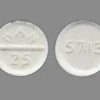 Amoxapine (Amoxapine [ a-mox-a-peen ])-5713 DAN 25-25 mg-White-Round