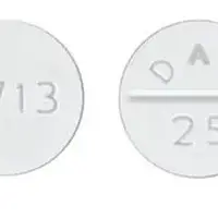 Amoxapine (Amoxapine [ a-mox-a-peen ])-5713 DAN 25-25 mg-White-Round