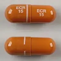 Amrix (Cyclobenzaprine [ sye-kloe-ben-za-preen ])-ECR 15 ECR 15-15 mg-Orange-Capsule-shape