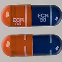 Amrix (Cyclobenzaprine [ sye-kloe-ben-za-preen ])-ECR 30 ECR 30-30 mg-Blue / Orange-Capsule-shape