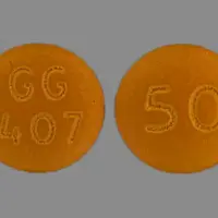 Chlorpromazine (Chlorpromazine (oral/injection) [ klor-proe-ma-zeen ])-GG 407 50-50 mg-Brown-Round