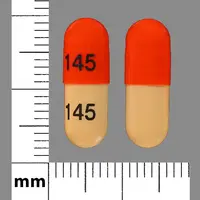 Dantrolene (Dantrolene (oral) [ dan-troe-leen ])-145 145-50 mg-Orange / Tan-Capsule-shape