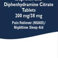 Diphenhydramine and ibuprofen (Diphenhydramine and ibuprofen [ dye-fen-hye-dra-meen-and-eye-bue-proe-fen ])-DL 200-38 mg / 200 mg-Blue-Capsule-shape