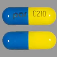 Fenofibric acid (Fenofibric acid [ fen-oh-fye-brik-as-id ])-Par C210-135 mg-Blue & Yellow-Capsule-shape