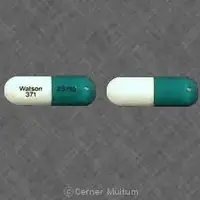 Loxapine (Loxapine (oral) [ lox-a-peen ])-Watson 371 25 mg-25 mg-Green & White-Capsule-shape