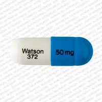 Loxapine (Loxapine (oral) [ lox-a-peen ])-Watson 372 50 mg-50 mg-Blue & White-Capsule-shape