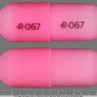 Oxazepam (Oxazepam [ ox-a-ze-pam ])-R-067 R-067-10 mg-Pink-Capsule-shape