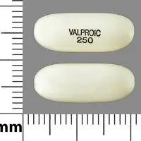 Valproic acid (Valproic acid (oral/injection) [ val-pro-ik-a-sid ])-VALPROIC 250-250 mg-White-Capsule-shape