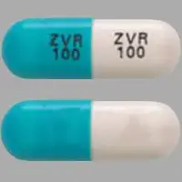 Zidovudine (monograph) (Retrovir)-ZVR 100 ZVR 100-100 mg-Blue & White-Capsule-shape