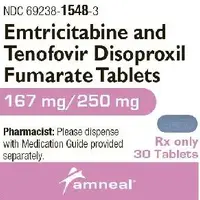 Descovy blister pack (Emtricitabine and tenofovir [ em-trye-sye-ta-been-and-ten-of-oh-vir- ])-AC53-167 mg / 250 mg-Blue-Capsule-shape