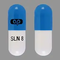 Silodosin (Silodosin [ sil-oh-doe-sin ])-ap SLN 8-8 mg-Blue & White-Capsule-shape