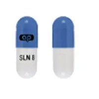 Silodosin (Silodosin [ sil-oh-doe-sin ])-ap SLN 8-8 mg-Blue & White-Capsule-shape