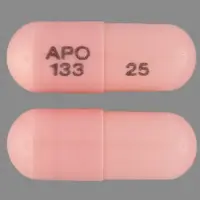 Cyclosporine (systemic) (monograph) (Gengraf)-APO 133 25-25 mg-Brown-Capsule-shape