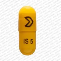 Isradipine (Isradipine [ is-rad-i-peen ])-> IS 5-5 mg-Yellow-Capsule-shape