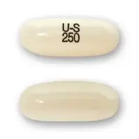 Valproic acid (Valproic acid (oral/injection) [ val-pro-ik-a-sid ])-U-S 250-250 mg-White-Capsule-shape