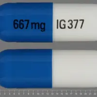 Calcium acetate (Calcium acetate [ kal-see-um-as-e-tate ])-667 mg IG 377-667 mg-Blue & White-Capsule-shape