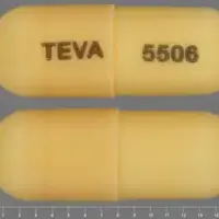 Fluoxetine and olanzapine (Fluoxetine and olanzapine [ floo-ox-eh-teen-and-oh-lan-za-peen ])-TEVA 5506-25 mg / 12 mg-Yellow-Capsule-shape