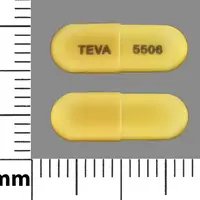 Fluoxetine and olanzapine (Fluoxetine and olanzapine [ floo-ox-eh-teen-and-oh-lan-za-peen ])-TEVA 5506-25 mg / 12 mg-Yellow-Capsule-shape