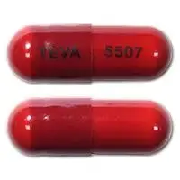 Fluoxetine and olanzapine (Fluoxetine and olanzapine [ floo-ox-eh-teen-and-oh-lan-za-peen ])-TEVA 5507-50 mg / 12 mg-Maroon-Capsule-shape