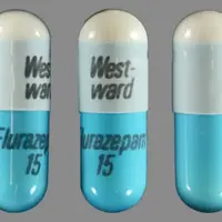 Flurazepam (Flurazepam [ flure-az-e-pam ])-West-ward Flurazepam 15-15 mg-Blue / White-Capsule-shape